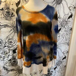 ALCHEMY THREAD Women's Camouflage Brown Navy Blue Top Shirt Long Sleeve SIZE SML